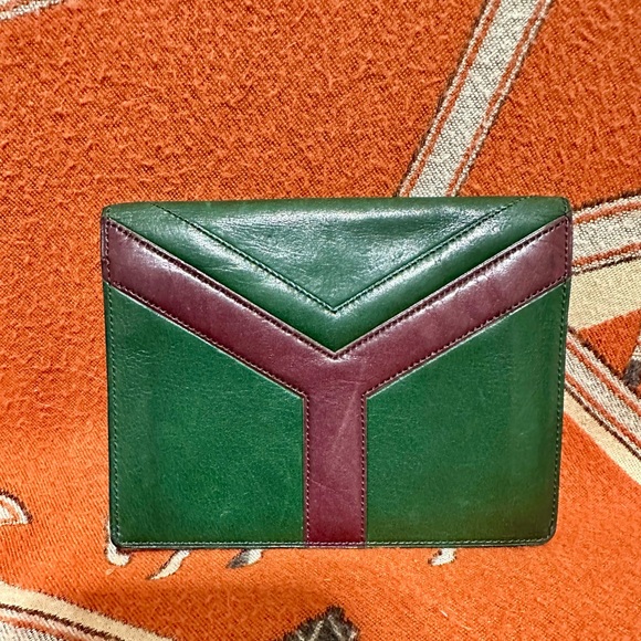 Yves Saint Laurent Green and Burgundy Wallet - Picture 1 of 2